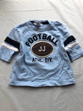 12-18 Months Janie & Jack Football Shirt; Light Blue; Football on front